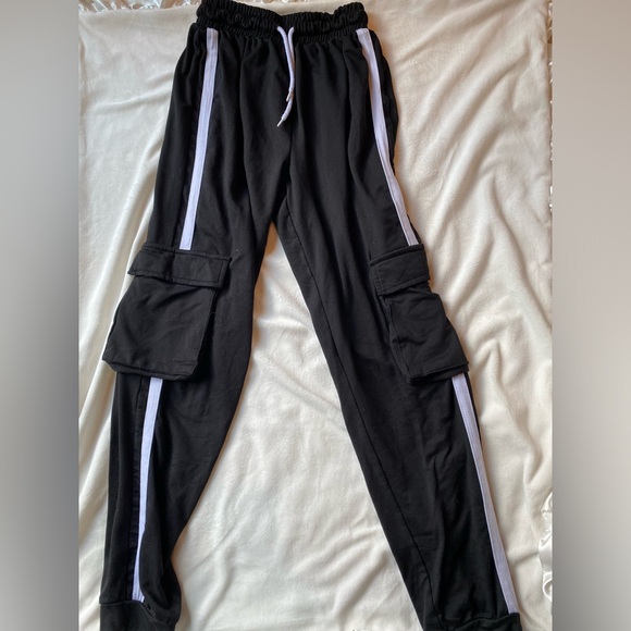 Black with white stripped Joggers - Picture 1 of 6